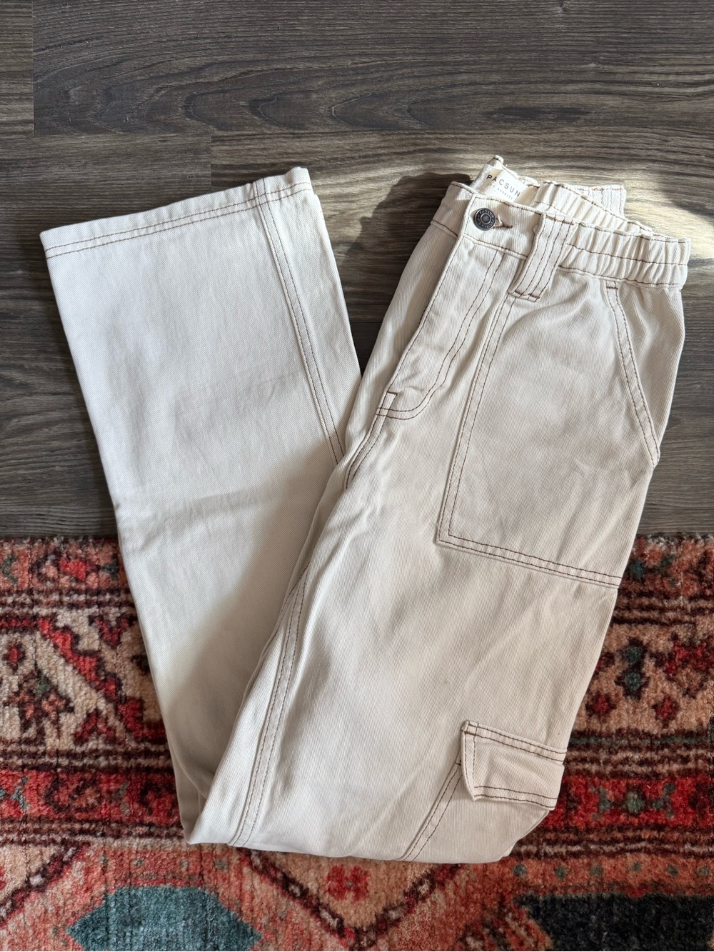 Pacsun Light Beige Cargo Pants - Elastic Waist
